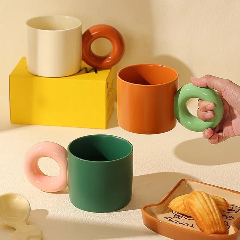 Ring-Handle Ceramic Mug