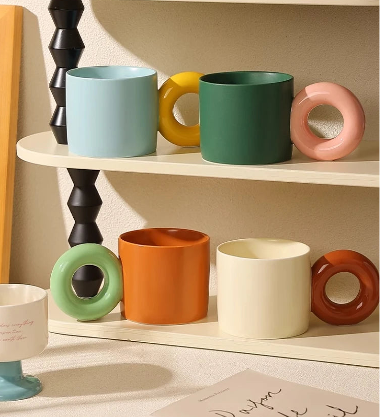 Ring-Handle Ceramic Mug